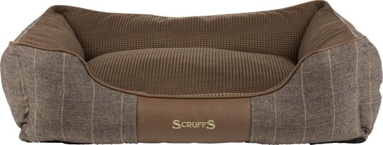 Luxe Tweed Hondenmand met Chenille Voering - Scruffs Windsor - Grijs en Bruin - S/M/L/XL - Kleur: Bruin, Maat: Large