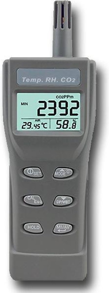 Portable temperatuur, luchtvochtigheid en CO2 meter | bol.com