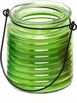 Citronellakaars in groen geribbeld glas 7,5 cm