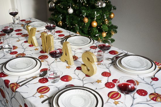 Nu oorlog Uiterlijk Kulglans Kerst Tafelkleed - Katoen - 145x240 cm - Wit | bol.com