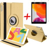 Hoes + Screenprotector geschikt voor iPad 2020 / 2019 10.2 Inch - Draaibare Book Case Hoesje Tablethoes Goud
