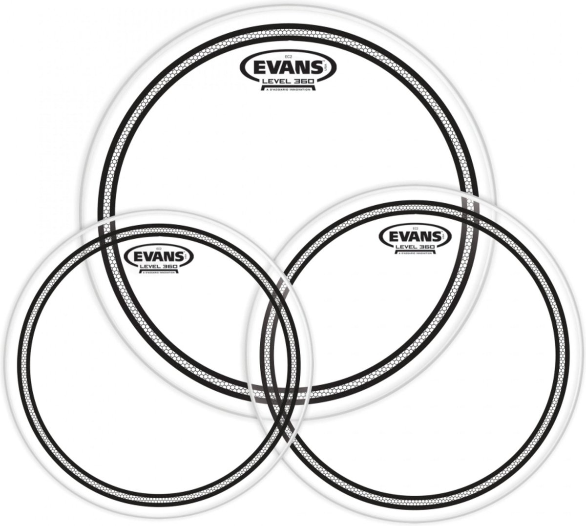 Evans velSet EC2 SST, clear, standaard, ETP-EC2SCLR-S - Drumvellen set