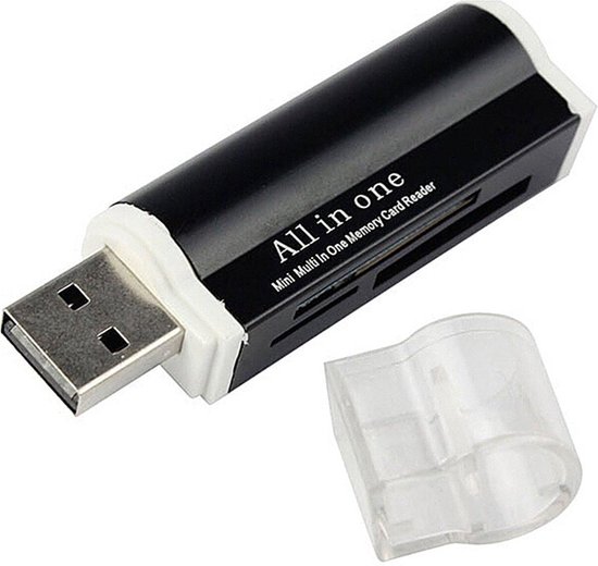 Externe USB 2.0 Multi Geheugenkaartlezer MS/TF/M2/(Micro)SD Kaartlezer - Kaart Reader - Windows Laptop PC & Apple Mac Compatible - Zwart - AA Commerce