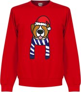 Hond Blauw / Wit Supporter kersttrui - Rood - Kinderen - 152