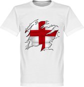 Engeland Ripped Flag T-Shirt - Wit - Kinderen - 92/98