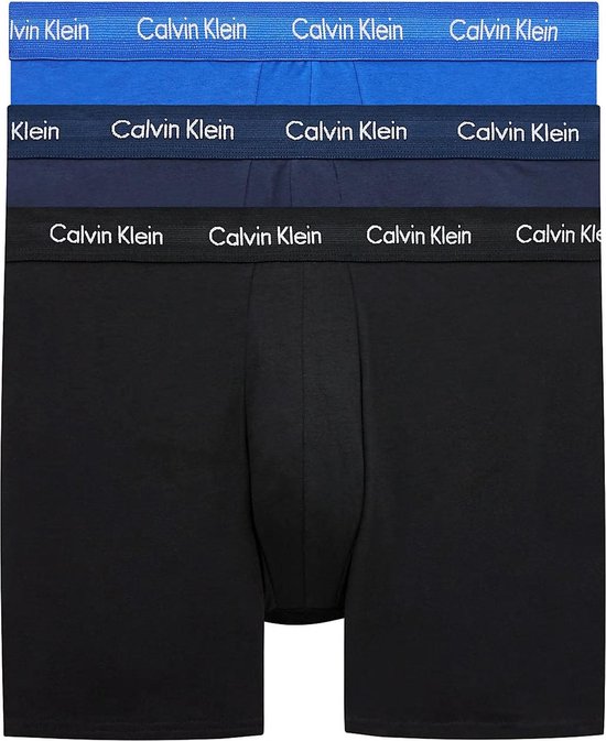 bol.com | Calvin Klein - 3-Pack Boxershorts Long Fit Zwart / Blauw - XL