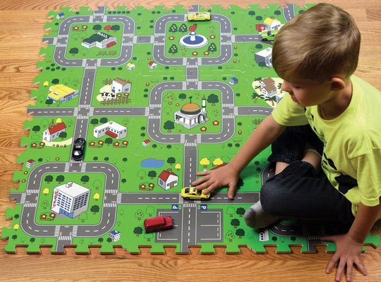 Verkeer / Stad Foam Puzzel Speelmat - 9 Speelmatten - Puzzelmat 90x90x1cm van VER — afbeelding 3