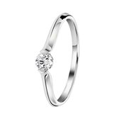 Lucardi Dames Ring lab grown diamant 0,20ct - Ring - Cadeau - Moederdag - 14 Karaat Goud - Witgoud