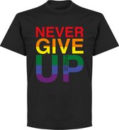 Never Give Up Pride T-Shirt - Zwart - XXXXL