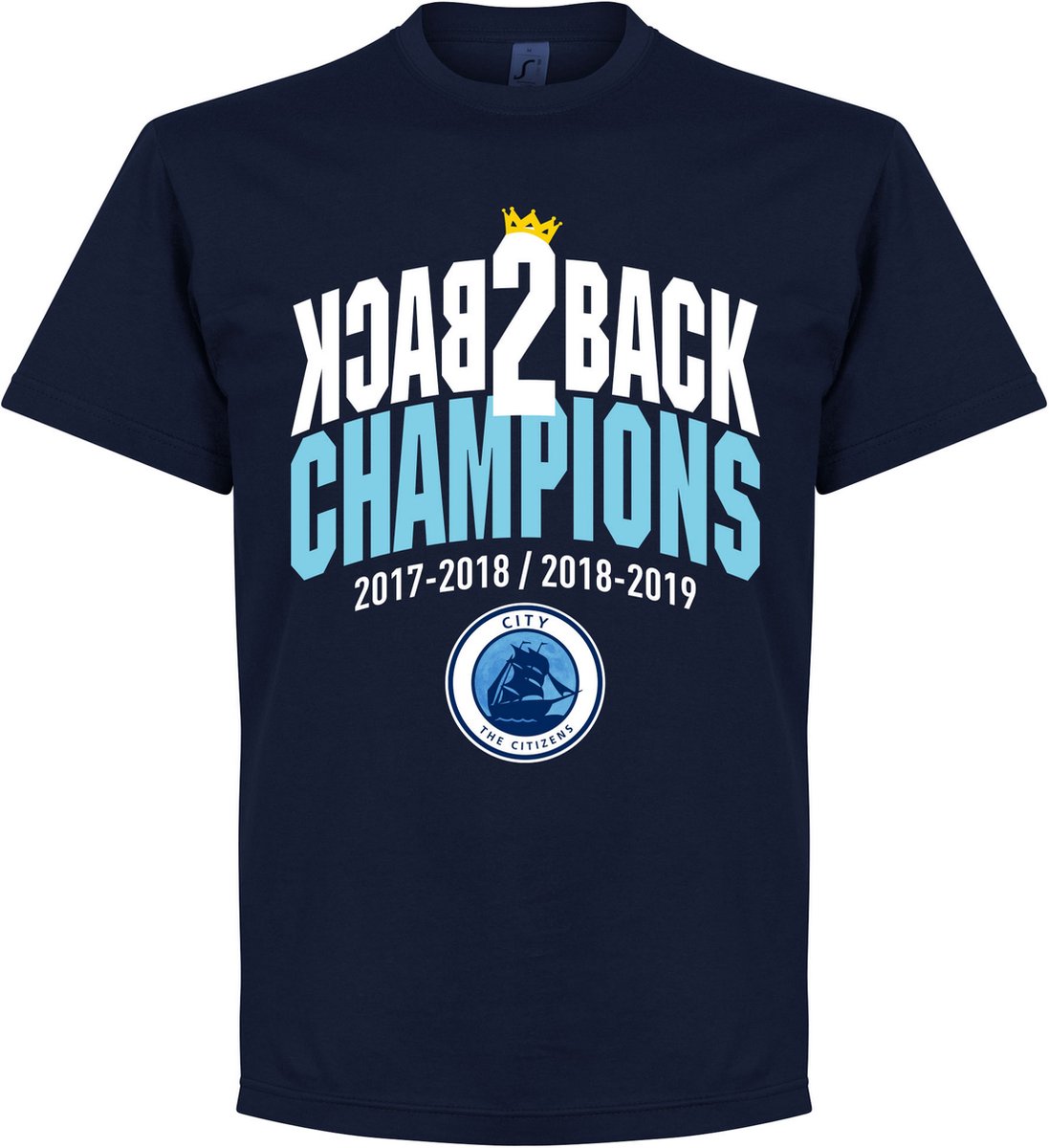 City Back to Back Champions T-Shirt - Navy - XXL