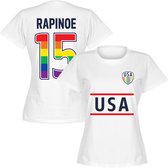 USA Rapinoe 15 Team Pride Dames T-Shirt - Wit - XXL