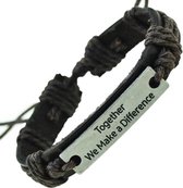 Stoere Lederen Armband met Touw – Past Altijd, 16 t/m/ 23 cm – Incl. Sieradenzakje