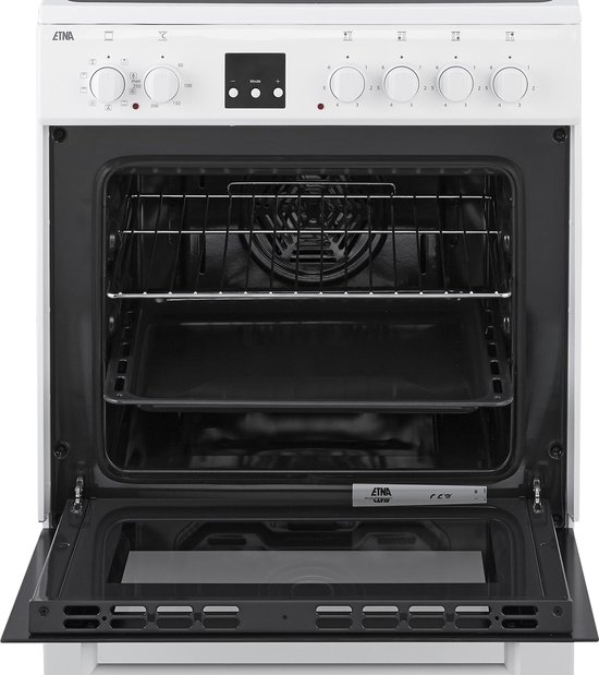 ETNA FKV761WIT - Vrijstaand keramisch fornuis - Wit - Elektrische oven met opberglade - 4 kookzones - 60 cm