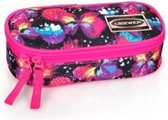 Etui - Polyester - Ovaal - Vlinders - Meisjes - 21 cm - Roze