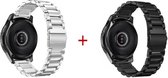 Smartwatch bandje - 2 pack - Geschikt voor Samsung Galaxy Watch 46mm, Samsung Galaxy Watch 3 45mm, Gear S3, Huawei Watch GT 2 46mm, Garmin Vivoactive 4, 22mm horlogebandje - RVS metaal - Fung