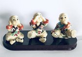 Set Shaolin monniken boeddha horen/zien/zwijgen 16x6x6.5cm