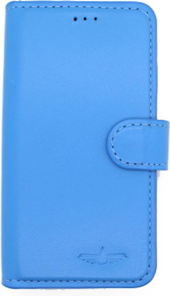 Galata Effen bookcase Apple iPhone XR hoesje echt leer blauw | Ruimte voor drie pasjes | Opbergvakje voor briefgeld | Handige stand functie | Magneetsluiting | handarbeid door ambachtslieden