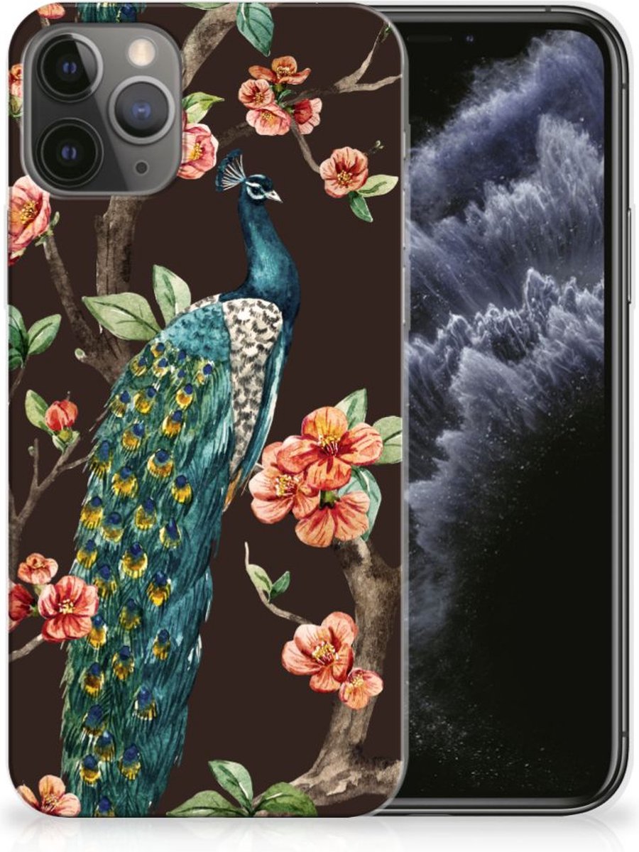 Apple iPhone 11 Pro TPU Hoesje Pauw met Bloemen