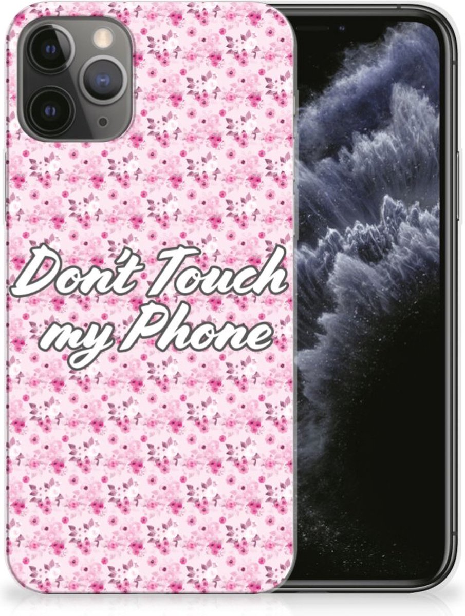 Apple iPhone 11 Pro Silicone-hoesje Flowers Pink DTMP