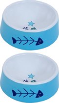 Lief! Boys Voerbak Keramiek - Blauw - 14 cm voor honden - per 2 stuks