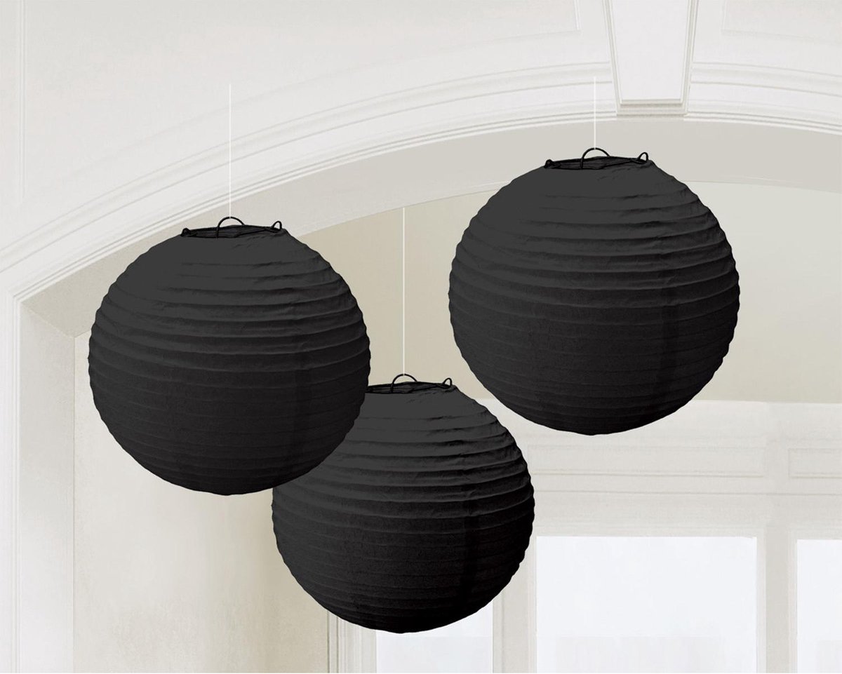 Amscan Lampionnen 24 Cm 3 Stuks Zwart
