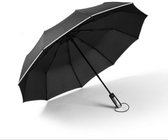 Kidorable automatische open en sluit stormparaplu met reflecterende rand (zwart)
