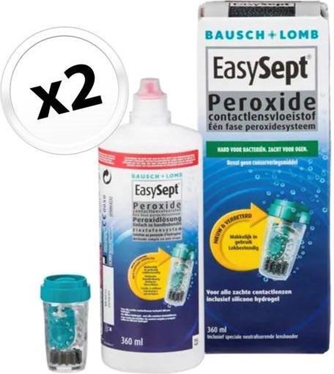 EasySept lenzenvloeistof 2 x 360 ml - incl. 2 lenzendooshouders