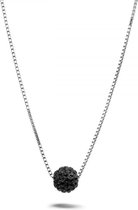 Twice As Nice Halsketting in zilver, bol met zwarte kristallen Zwart 38 cm+5 cm