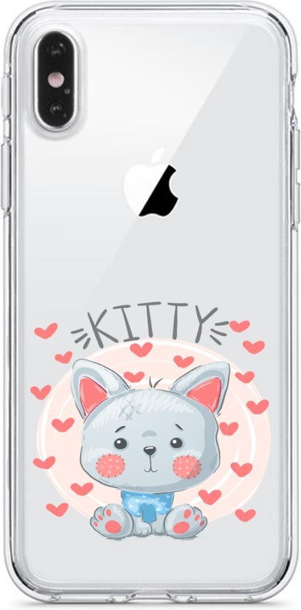 Apple Iphone X / XS siliconen katten hoesje transparant - Katje