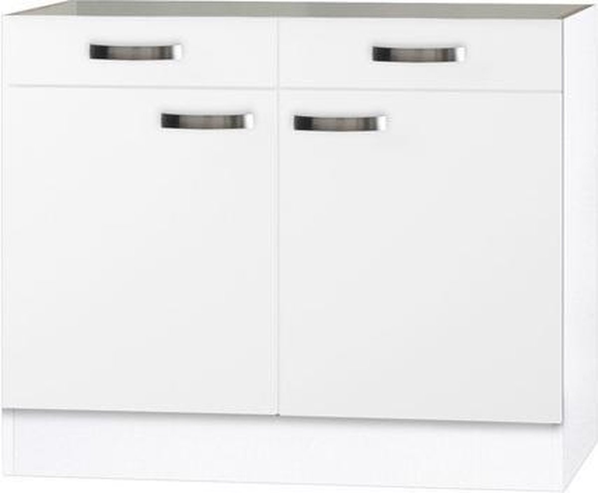 Keuken onderkast 100 cm met 2 laden en deuren - Wit Antraciet - Serie  Lagos286 | bol.com