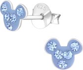 Joy|S - Zilveren mouse oorbellen blauw kristal 6 x 5 mm muis Sterling zilver 925