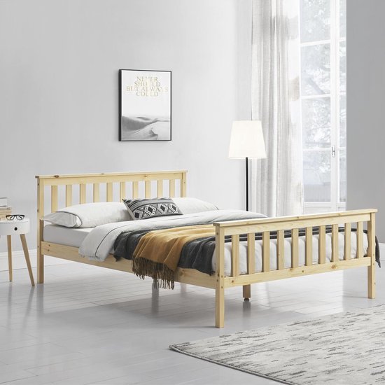 Houten bed Sterk massief grenen bedframe 140x200 cm hout