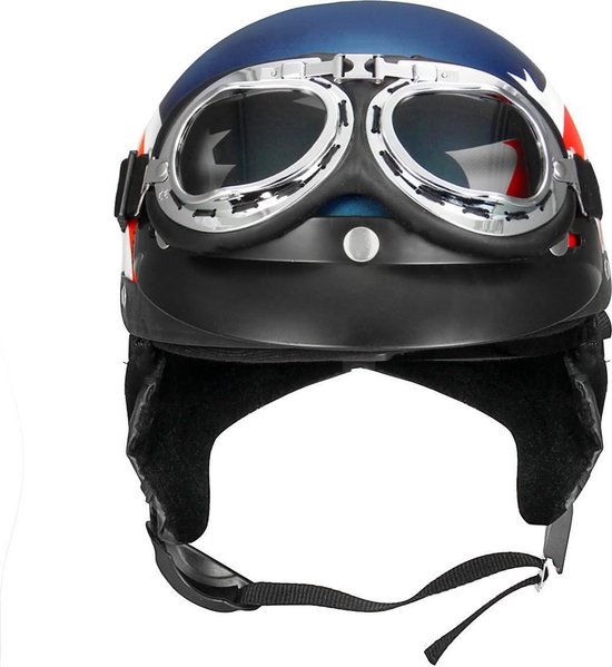 Retro USA Vlag Motorcycle Half Face Helm Biker Scooter Met Zonneklep UV