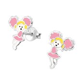 Joy|S - Zilveren cheerleader danseres oorbellen 6 x 10 mm