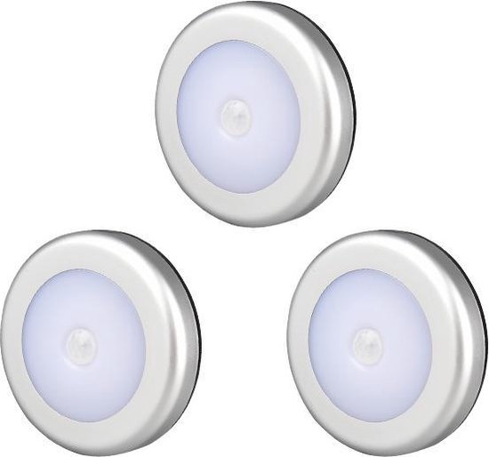 Led Lamp met bewegingssensor - Koud Wit - Set van 3 - Draadloos - Werkt op  batterij... | bol.com