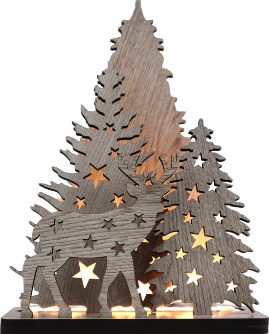 rol zuiden Trend Kerst decoratie gemaakt van hout inclusief LED verlichting -  kerstversiering -... | bol.com