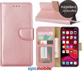 Epicmobile - Nokia 1 Plus Boek hoesje - Wallet portemonnee hoesje - Rose goud