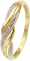 Lucardi Dames bicolor ring met diamant (0,01ct) - Ring - Cadeau - 14 Karaat Goud - Goudkleurig