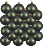 18x Donkergroene glazen kerstballen 8 cm - Mat/matte - Kerstboomversiering donkergroen