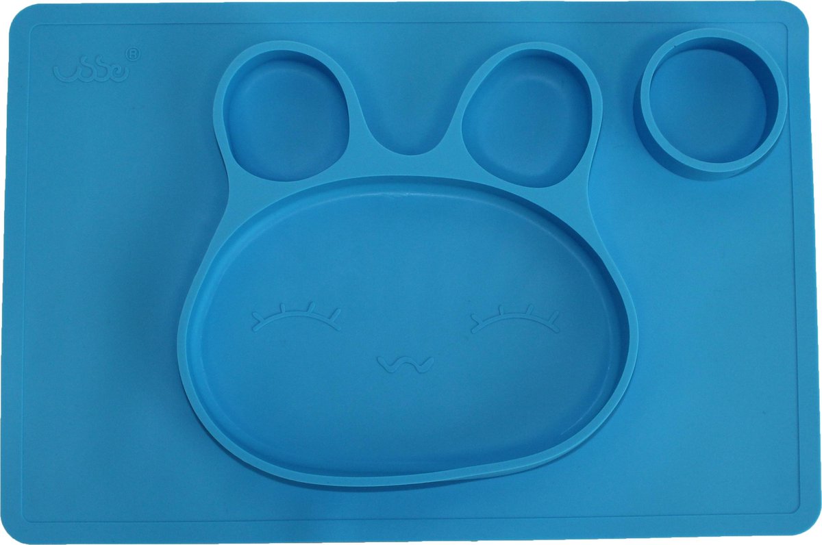 Anti-slip silicone 3D kinder placemat Konijn Blauw | Kinderplacemat | Anti Slip | Super leuk | By TOOBS