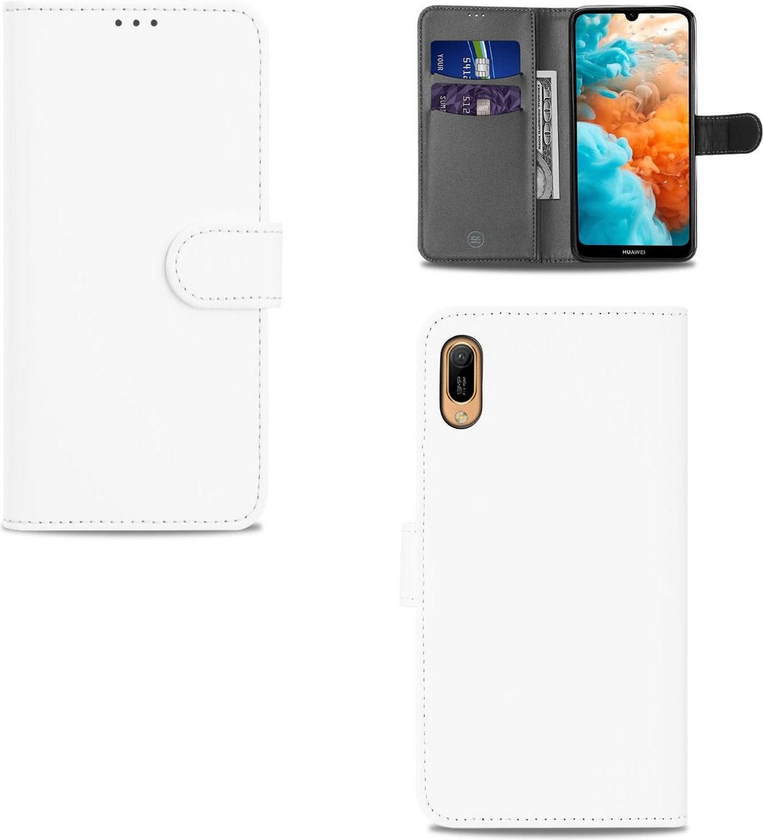 Huawei Y6 (2019) Hoesje Wit met Pasjeshouder