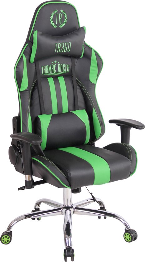 Game stoel - Bureaustoel - Sportief - Massage - Kunstleer - Groen/zwart - 45x54x138 cm