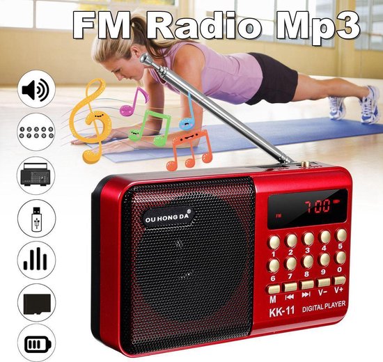 aantal vervorming Vijftig Radio Nieuw ontwerp LEORY Mini draagbare radio Handheld Digitale FM USB TF  MP3-speler... | bol.com