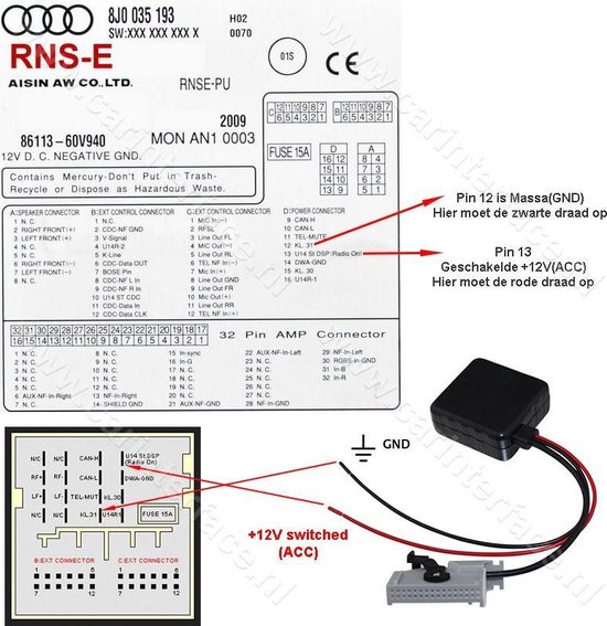 Bluetooth streaming adapter voor Audi RNS-E Navigation Plus, 32-pin |  bol.com