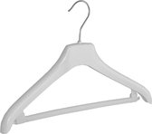 De Kledinghanger Gigant - 20 x Mantel / kostuumhanger kunststof wit met schouderverbreding en broeklat, 38 cm
