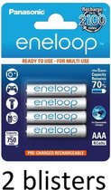 8 stuks (2 blisters a 4st) Panasonic Eneloop Micro AAA 750 mAh