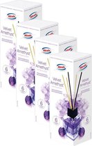 Nicols Luchtverfrisser met geurstokjes - Velvet Amethyst - Huisparfum - Geurdiffuser - 4 x 75ml - voordeelverpakking