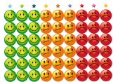 Smiley Beloningsstickers - 540 Stickers, 10 Stickervellen, Topkwaliteit, groen, oranje, rood - smiley stoplicht stickers - school - beoordeling - Stickers om mee te belonen, Kinder