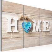 Schilderij - Huis : Blauwe Liefde, HOME, 3luik