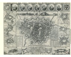 Poster Historische Kaart Groningen - Plattegrond - 1652 - 50x70 cm - Oude Kaart